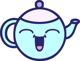 Obraz premium cute cartoon of a happy teapot in bright neon color