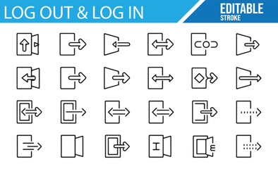 Digital Log In and Log Out Icons for User Interface Projects
