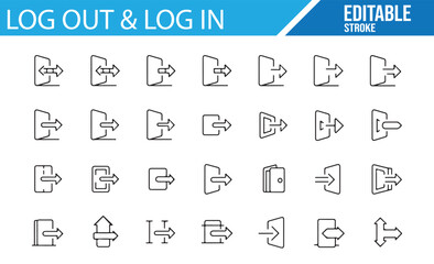 Login and Logout Button Icons for Digital Interface and Web Design