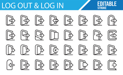 Editable Log In and Log Out Icons for Web Design and Development