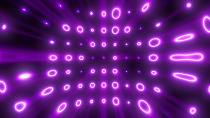 Abstract glowing purple rings form a vibrant tunnel with flowing neon light and a sense of dynamic movement