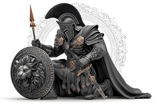 Powerful roman warrior in detailed armor high resolution image