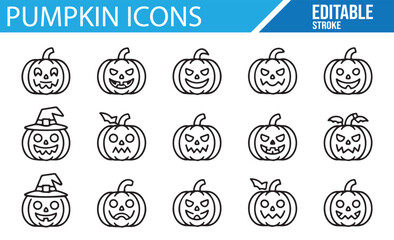 Creative Halloween Pumpkin Icon Set for Graphic Design