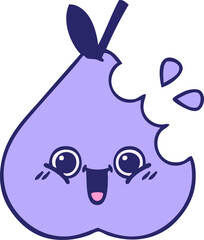 cute cartoon of a green pear in bright neon color