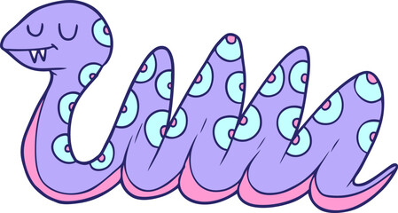 cartoon snake in bright neon color