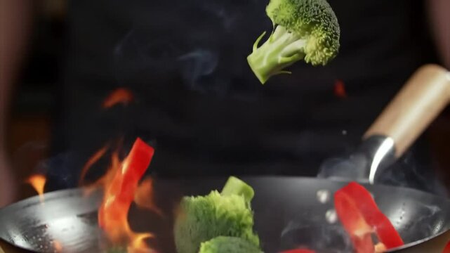 Sizzling Vegetable Stir Fry With Red Pepper and Broccoli