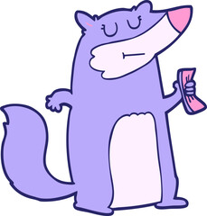 cartoon badger holding cash in bright neon color