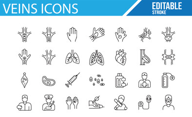 Collection of Healthcare and Vein Anatomy Icons for Design