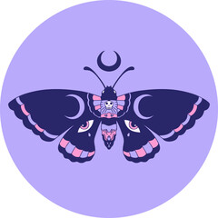 iconic tattoo style image of a moth in bright neon color