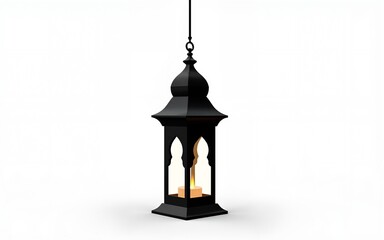 Minimalist black lantern silhouette representing islamic culture and celebrating ramadan festivals. High quality