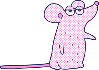 freehand drawn cartoon mouse in bright neon color