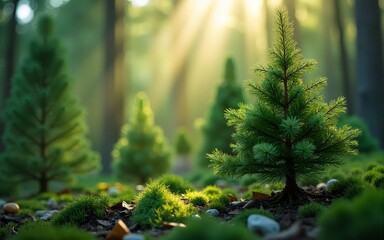Green Pine Trees that sprout at the end of the year season to be used as decoration in religious festivals. High quality
