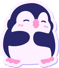 cute christmas penguin sticker in bright neon color