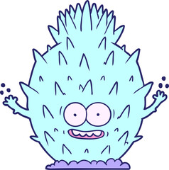 cartoon cactus in bright neon color