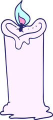 cartoon candle in bright neon color