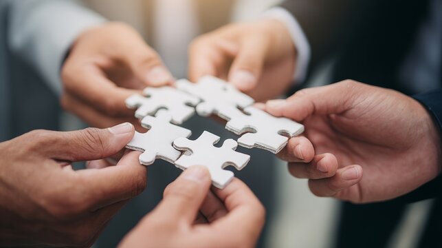 Teamwork with Puzzle Pieces: Assembling Solutions Through Collaboration and Shared Vision for Business Success.
