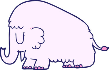 cartoon mammoth in bright neon color