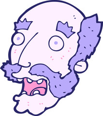 cartoon shocked old man in bright neon color