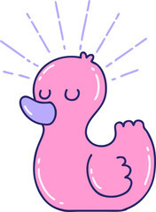 illustration of a traditional tattoo style rubber duck in bright neon color