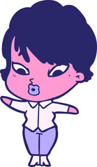 cartoon woman in bright neon color