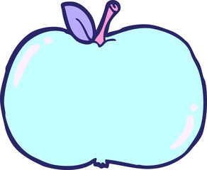 cartoon apple in bright neon color