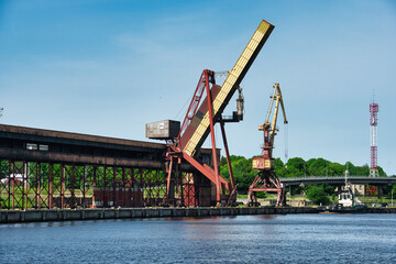 Industrial Port Cranes at Ventspils Harbor, Latvia - Baltic Sea Maritime Scene