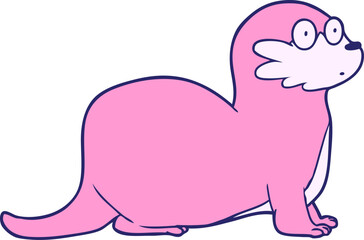 cartoon otter in bright neon color