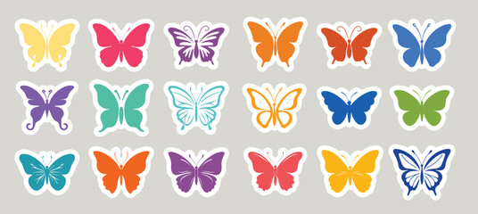colorfull butterfly sticker colection vector.