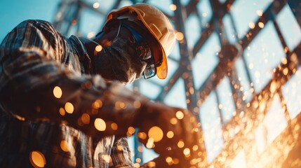 Construction worker sparks fly