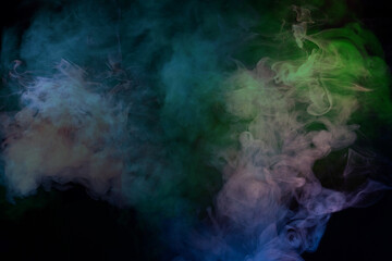 Red and green steam on a black background.