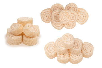 Coconut candy roll isolated on a white background.