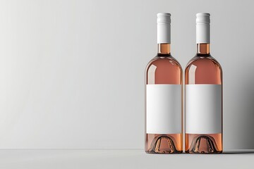 Elegant bottles of rosé wine poised on a sleek surface, inviting a moment of celebration and indulgence within a contemporary setting