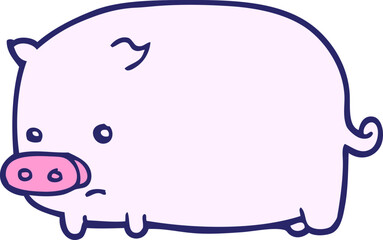 cute cartoon pig in bright neon color