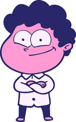 cartoon happy man in bright neon color