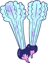 cartoon beetroots in bright neon color