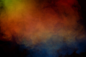 Blue and yellow steam on a black background.