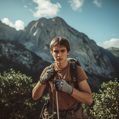 Naklejka premium hiker with backpack