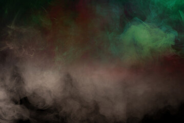 Green and pink steam on a black background.