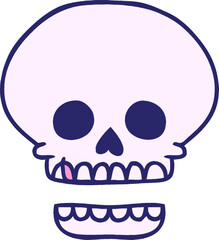 hand drawn cartoon doodle of a skull head in bright neon color