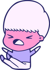 cartoon stressed man in bright neon color