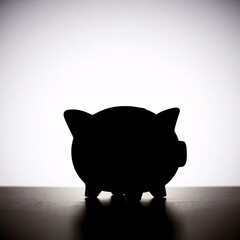 A piggy bank silhouetted against a bright backlighting, the light source positioned behind the subject