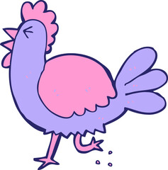 cartoon rooster in bright neon color
