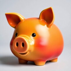 Adorable and charming piggy bank in warm reds, oranges, and yellows, with cute features