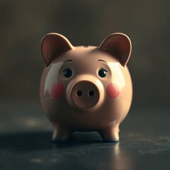 An elegant piggy bank with refined features, captured in a soft cinematic haze with a soft focus and hazy background