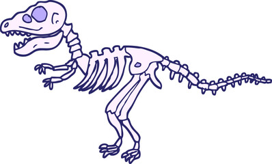 hand drawn doodle style cartoon dinosaur bones in bright neon color