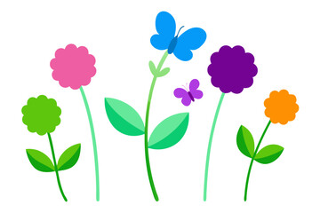 set of colorful flowers