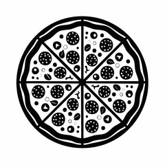pizza black silhouette vector, Simple silhouette Design vector icon with white background. Food vector