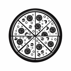 pizza black silhouette vector, Simple silhouette Design vector icon with white background. Food vector