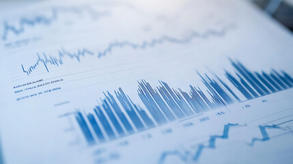  A white and blue gradient note paper background with smooth embossed financial graphs elegant finance concept (1)