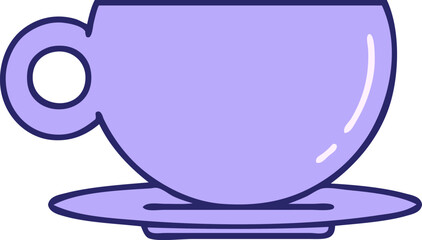 cartoon of a coffee or tea cup in bright neon color